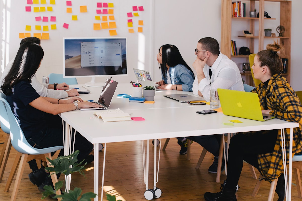 Team reviewing marketing metrics