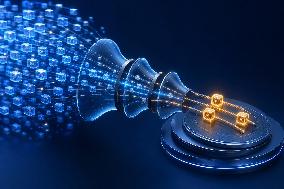 Abstract editorial illustration representing how to prioritise AI use cases