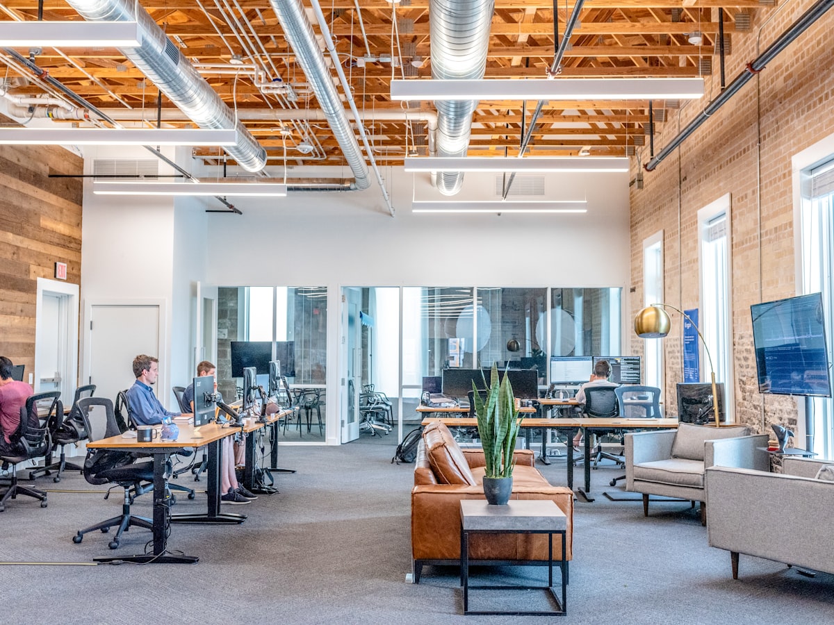 Business team collaborating in modern office